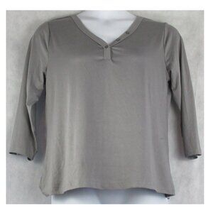 INK+IVY Women's 3/4 Sleeve Henley T-Shirt Pajama Top, Gray, XL